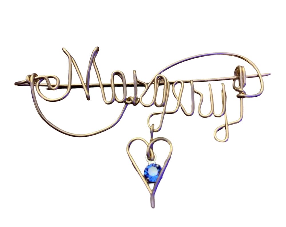 Personalized Gold Wire Name Pin/Brooch, Custom Pin